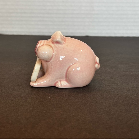 Anthropomorphic Pink Pig Figurine Ceramic Porcelain Sign No More Pigging Out Vtg - Picture 2 of 9